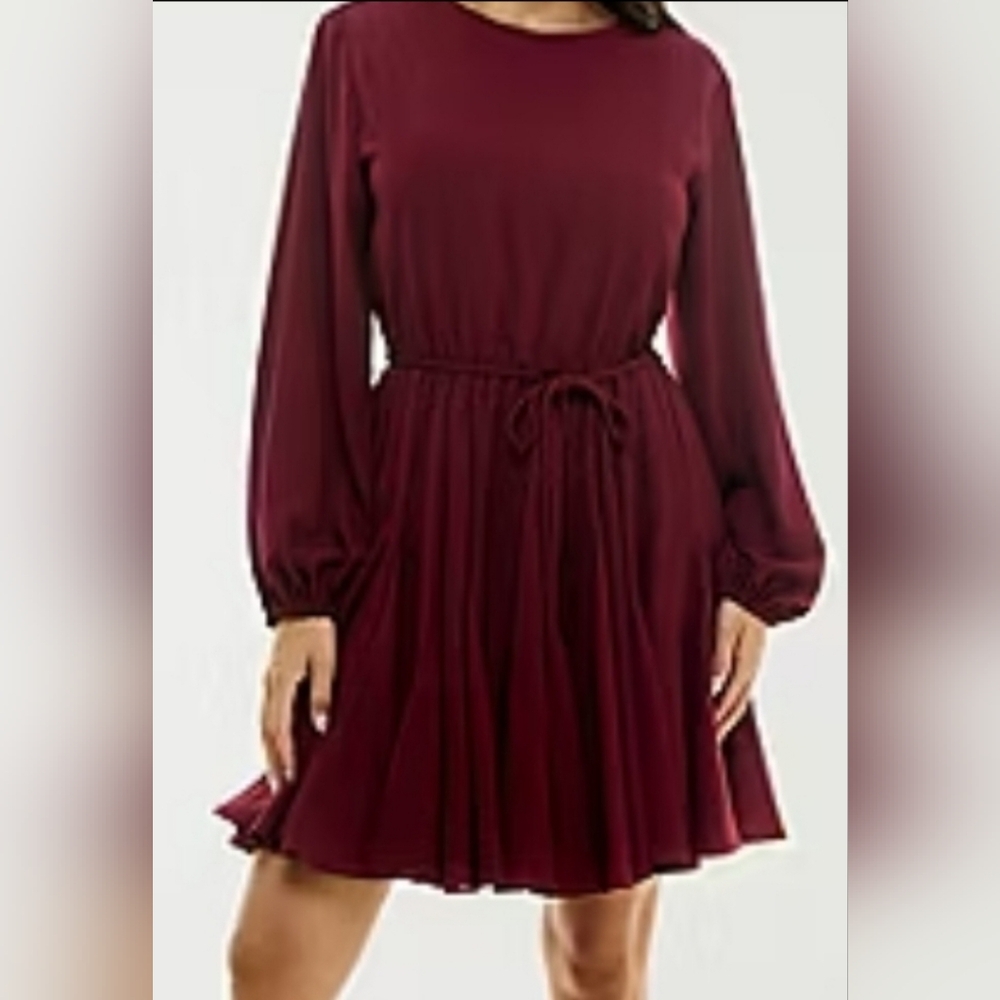 Elegant Burgundy Long Sleeve Dress